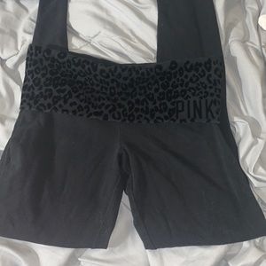 PINK yoga leggings! with cheetah print waist band